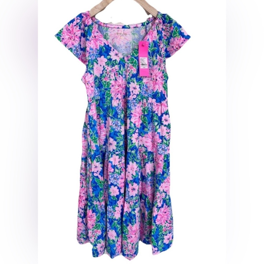 NWT Lilly Pulitzer Kawai Flutter Sleeve Dress size L Spring Step